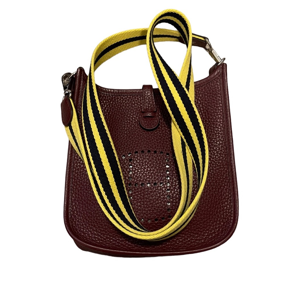 Hermes Mini Raisin Clemence Leather Evelyne Shoulder Bag - Picture 1 of 6